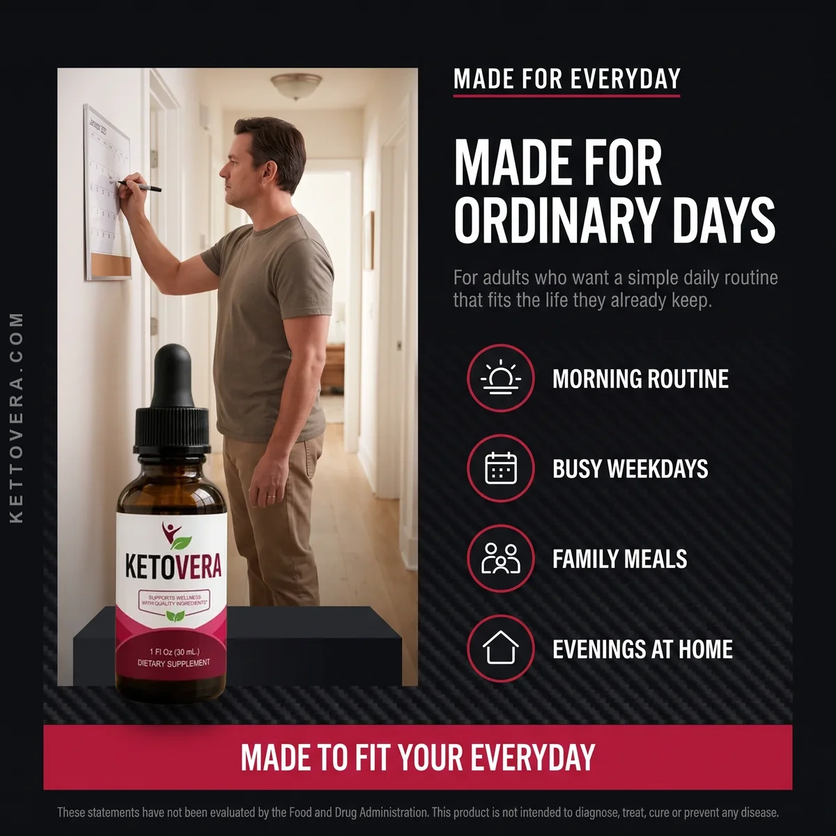 KetoVera liquid drops made to fit ordinary days, morning routines and family meals