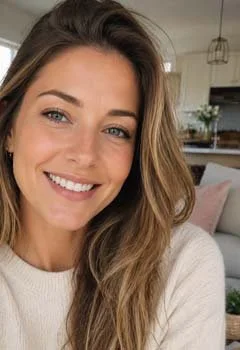 Smiling woman in her kitchen