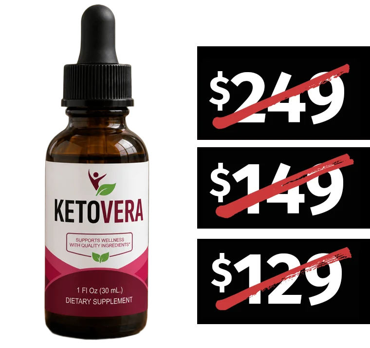 KetoVera 1 fl oz dropper bottle shown beside its regular and discounted pricing